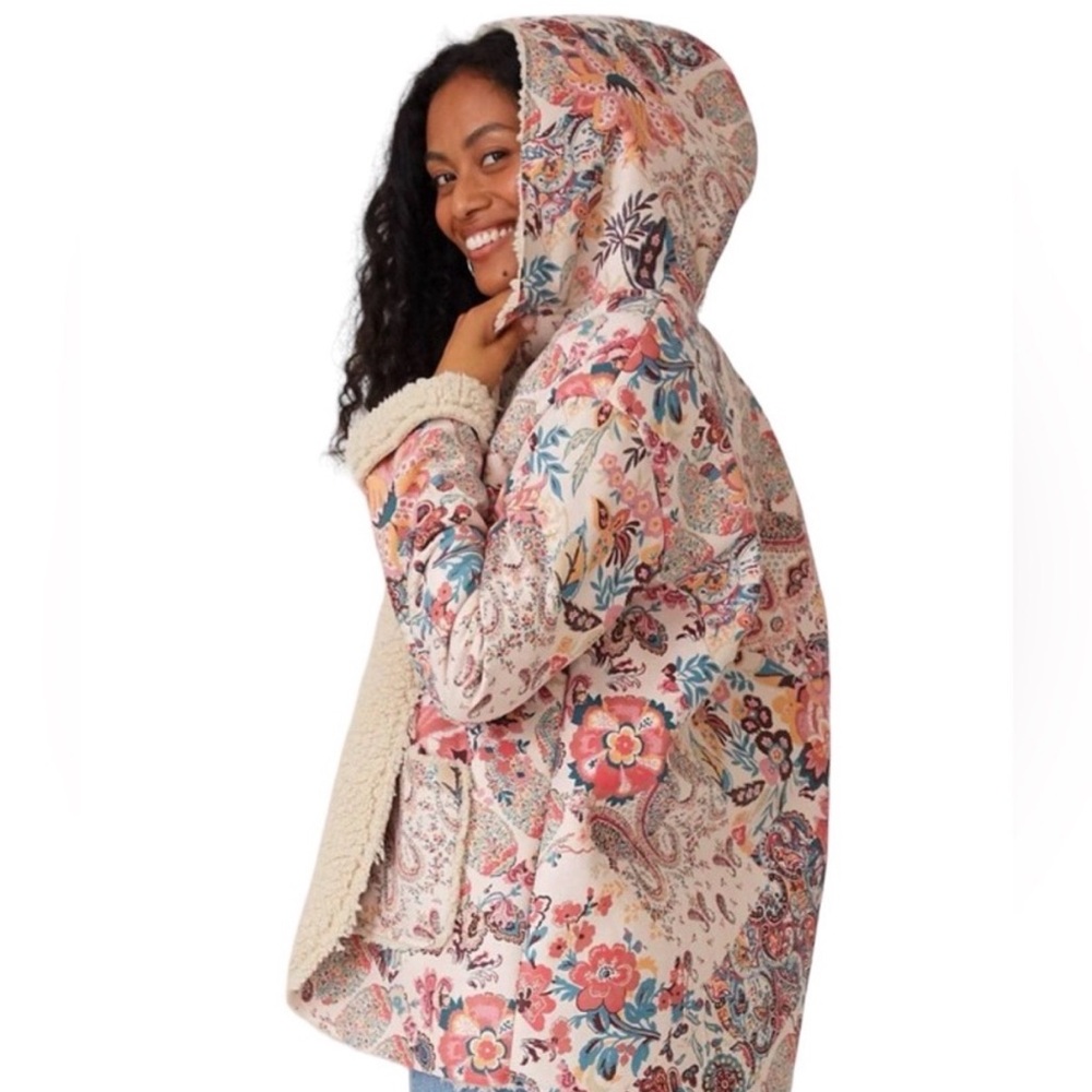 PAISLEY FLORAL SHERPA LINED JACKET size S - Picture 3 of 8